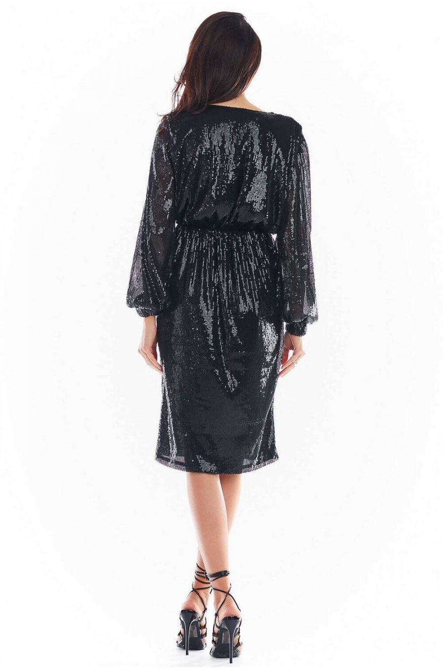 Rochie midi eleganta neagra din paiete Charme 2 - jojofashion.ro