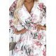 Rochie midi, din chiffon, alba cu flori, volane, maneca lunga, vaporoasa, Alyna 4 - jojofashion.ro