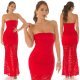 Rochie lunga rosie mulata din dantela cu umerii goi Arina 6 - jojofashion.ro