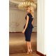 Rochie de zi midi, bleumarin, mulata, cu peplum, Ema 5 - jojofashion.ro