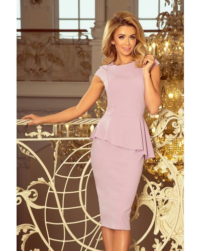 Rochii office, Rochie midi, lila, cu peplum, Ema - jojofashion.ro