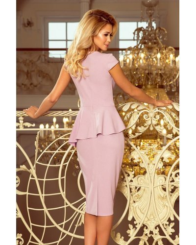 Rochii office, Rochie midi, lila, cu peplum, Ema - jojofashion.ro