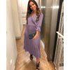 Rochie din satin lila plisata suprapusa Calypso