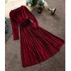 Rochie midi din catifea burgundy plisata Aryanne
