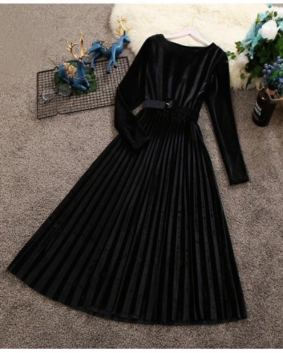 Rochie midi neagra din catifea plisata Aryanne Rochii catifea, Rochie midi neagra din catifea plisata Aryanne - jojofashion.ro
