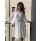 Rochie cununie civila scurta, din voal, alba, cu maneca lunga, vaporoasa, Alexia 4 - jojofashion.ro