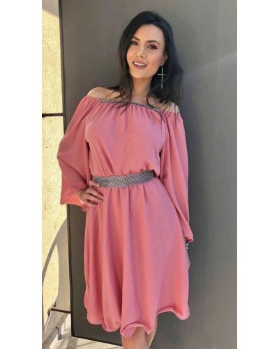 Rochie de ocazie midi vaporoasa din voal roz Alexia Rochie de ocazie midi vaporoasa din voal roz Alexia - jojofashion.ro