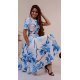 Rochie de vara alba midi cu flori bleu Adelaide 2 - jojofashion.ro