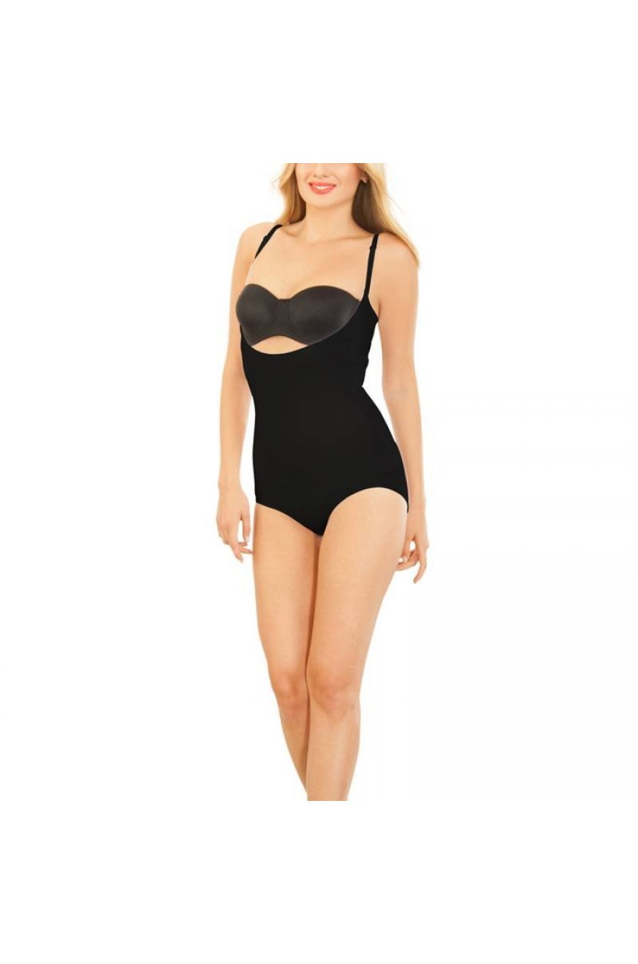 Body modelator negru fara cupe cu bretele subitri Maria Body modelator negru fara cupe cu bretele subitri Maria 1 - jojofashion.ro