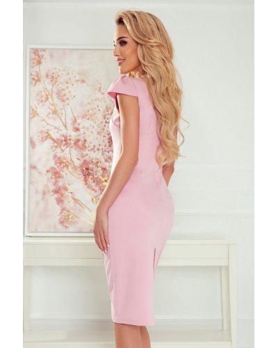 Rochie midi, roz pal, tip creion, Daisy - jojofashion.ro