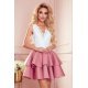 Rochie babydoll scurta cu broderie alba si volane roz Abby 2 - jojofashion.ro