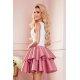 Rochie babydoll scurta cu broderie alba si volane roz Abby 3 - jojofashion.ro