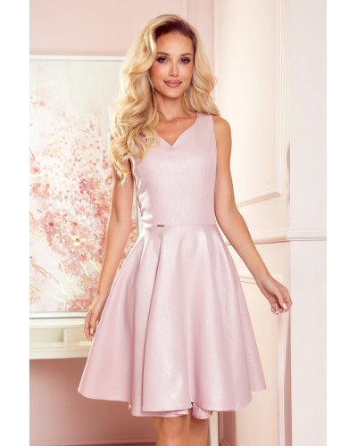 Rochie scurta baby doll roz din glitter Lona Rochii scurte, Rochie scurta baby doll roz din glitter Lona - jojofashion.ro