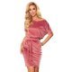 Rochie casual scurta, din catifea, roz prafuit, Cassie  2 - jojofashion.ro