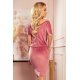 Rochie scurta roz prafuit din catifea Cassie  5 - jojofashion.ro