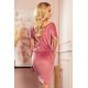 Rochie casual scurta, din catifea, roz prafuit, Cassie  5 - jojofashion.ro