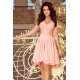 Rochie de ocazie midi, dantela, roz, cu maneca lunga, asimetrica, Anastasia  2 - jojofashion.ro