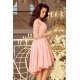 Rochie de ocazie midi, dantela, roz, cu maneca lunga, asimetrica, Anastasia  3 - jojofashion.ro