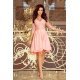 Rochie de ocazie midi, dantela, roz, cu maneca lunga, asimetrica, Anastasia  5 - jojofashion.ro