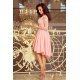 Rochie de ocazie midi, dantela, roz, cu maneca lunga, asimetrica, Anastasia  4 - jojofashion.ro
