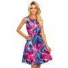 Rochie de vara midi, cu flori roz, A Line, Britany