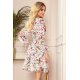 Rochie scurta, din chiffon, ecru, cu flori colorate, Lily Rochie scurta, din chiffon, ecru, cu flori colorate, Lily 3 - jojofashion.ro