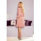 Rochie roz pudra scurta cu maneca lunga si volan Danielle 3 - jojofashion.ro