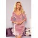 Rochie eleganta din catifea roz pal drapata Carlla 2 - jojofashion.ro