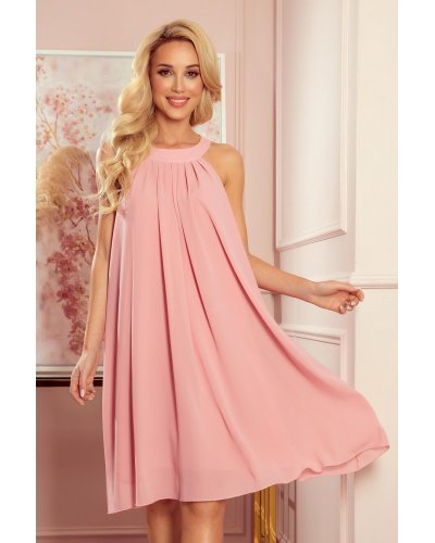 Rochie midi, vaporoasa, roz pal, lejera,  Alizee Rochii roz, Rochie midi, vaporoasa, roz pal, lejera,  Alizee - jojofashion.ro