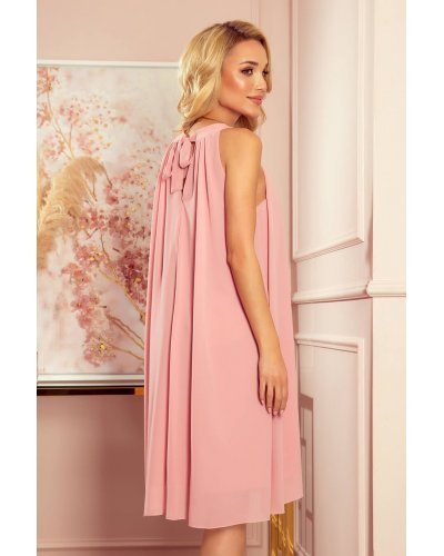 Rochie midi, vaporoasa, roz pal, lejera,  Alizee Rochii roz, Rochie midi, vaporoasa, roz pal, lejera,  Alizee - jojofashion.ro