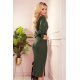 Rochie tricotata, eleganta, midi, kaki, cu decolteu plic Danyela 3 - jojofashion.ro