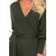 Rochie tricotata, eleganta, midi, kaki, cu decolteu plic Danyela 5 - jojofashion.ro