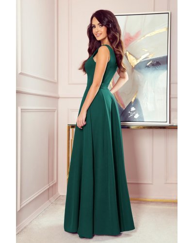 Rochie lunga verde smarald vaporoasa clasica Cindy Rochii lungi, Rochie lunga verde smarald vaporoasa clasica Cindy - jojofashion.ro