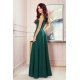 Rochie lunga verde smarald vaporoasa clasica Cindy 3 - jojofashion.ro