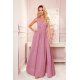 Rochie lunga roz prafuit vaporoasa cu glitter Aida 2 - jojofashion.ro