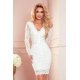 Rochie cununie civila midi, din dantela, alba, mulata, cu maneca lunga, Sofia  2 - jojofashion.ro