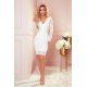 Rochie cununie civila midi, din dantela, alba, cu maneca lunga, Sofia  4 - jojofashion.ro