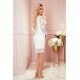 Rochie cununie civila midi, din dantela, alba, cu maneca lunga, Sofia  5 - jojofashion.ro