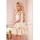 Rochie eleganta baby doll,scurta, dantela bej, cu volane suprapuse, Abby 3 - jojofashion.ro