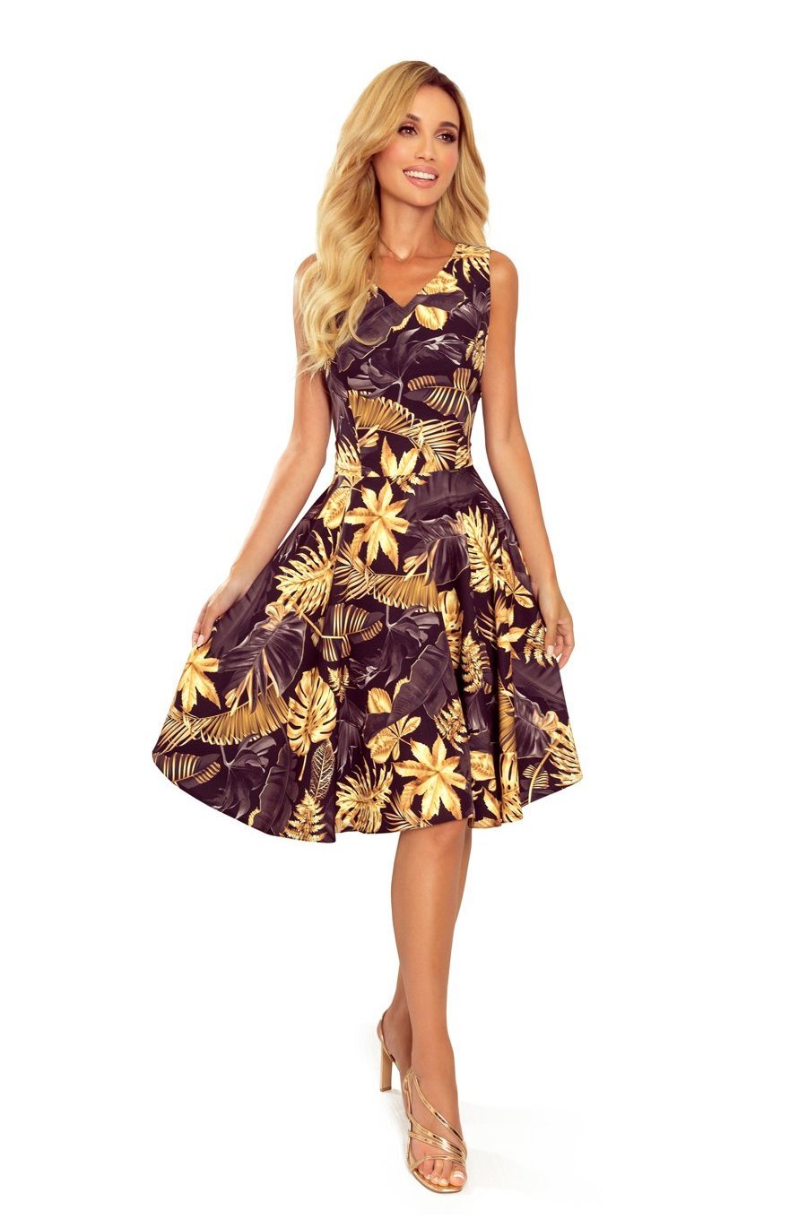 Rochie midi neagra cu flori galbene retro Lona Rochie midi neagra cu flori galbene retro Lona 3 - jojofashion.ro