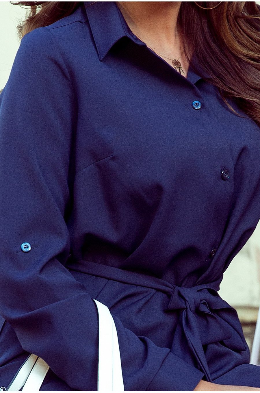 Rochie scurta tip camasa bleumarin navy Johanna 5 - jojofashion.ro