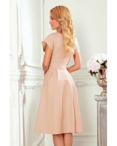 Rochie midi, bej, retro, Mazara Rochii de Ocazie Elegante, Rochie midi, bej, retro, Mazara - jojofashion.ro