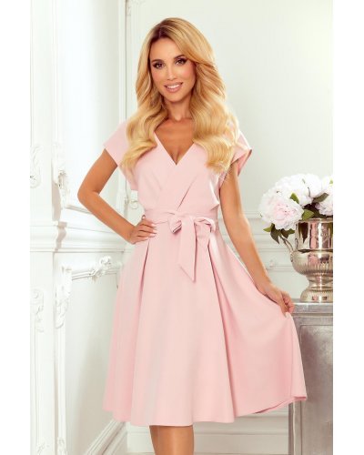 Rochie midi, roz pal, retro, Mazara Rochii de zi, Rochie midi, roz pal, retro, Mazara - jojofashion.ro