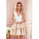 Rochie babydoll din dantela bej cu volane suprapuse Abby 2 - jojofashion.ro