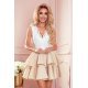 Rochie eleganta baby doll,scurta, dantela bej, cu volane suprapuse, Abby 2 - jojofashion.ro