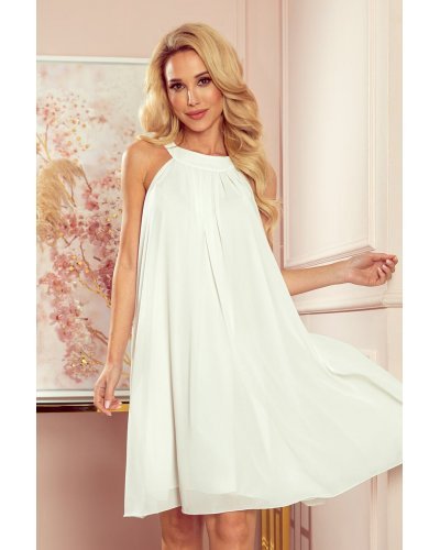 Rochie de vara midi vaporoasa ecru lejera Alizee Rochii de vara, Rochie de vara midi vaporoasa ecru lejera Alizee - jojofashion.ro
