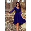 Rochie midi eleganta din dantela albastra asimetrica Anastasia 