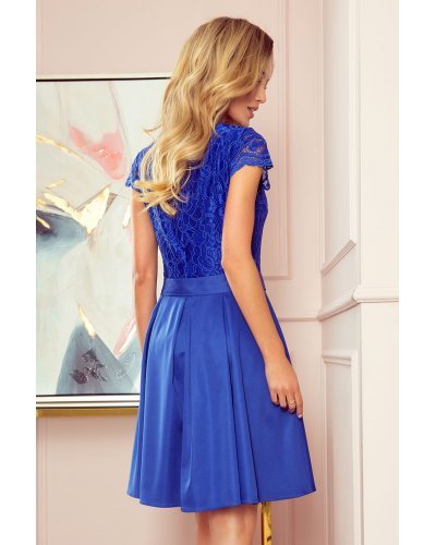 Rochie scurta albastra cu dantela Vivian Rochii scurte, Rochie scurta albastra cu dantela Vivian - jojofashion.ro
