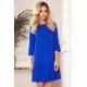 Rochie de zi scurta albastru regal cu volan plisat Codruta 2 - jojofashion.ro