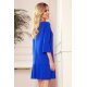 Rochie albastra scurta cu volan plisat Codruta 4 - jojofashion.ro
